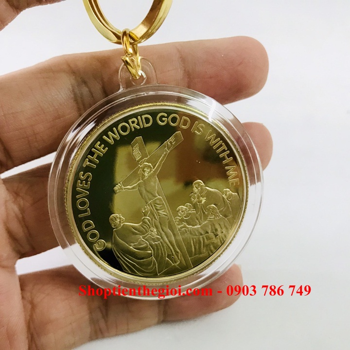 Móc Khóa Xu Thánh Tâm Chúa Giêsu Kitô In Màu - SP005206 